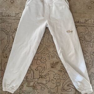 Cherry LA White Sweatpants with Gold Embroidery